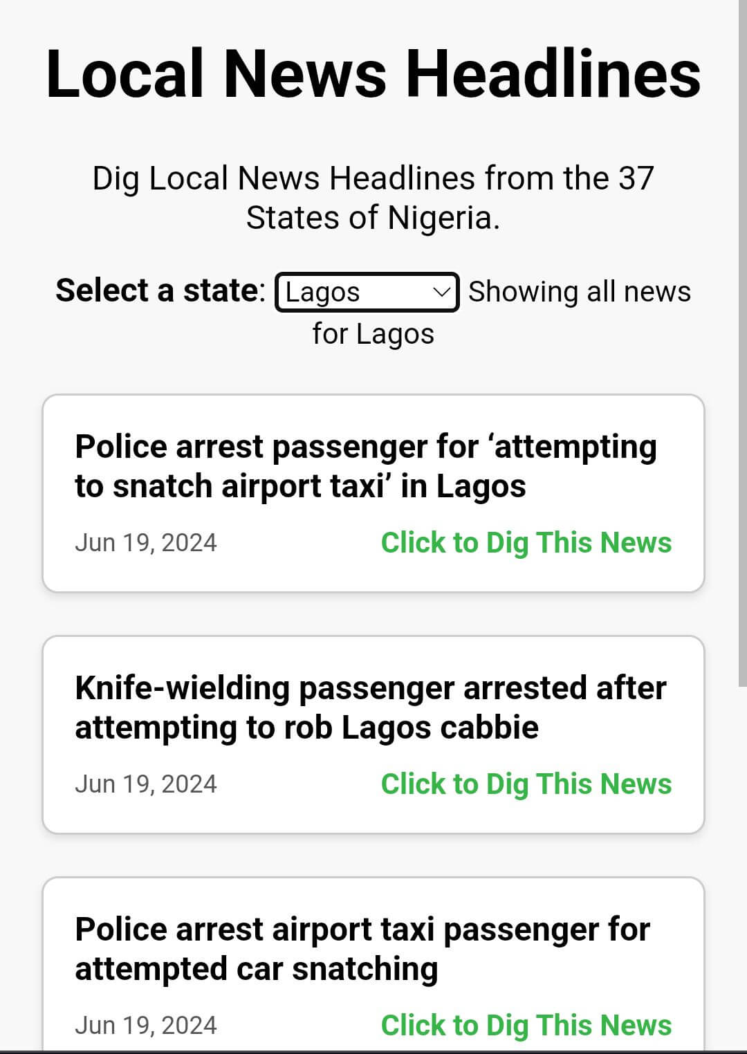 New Feature: Get Local News Headlines for the 37 States of Nigeria